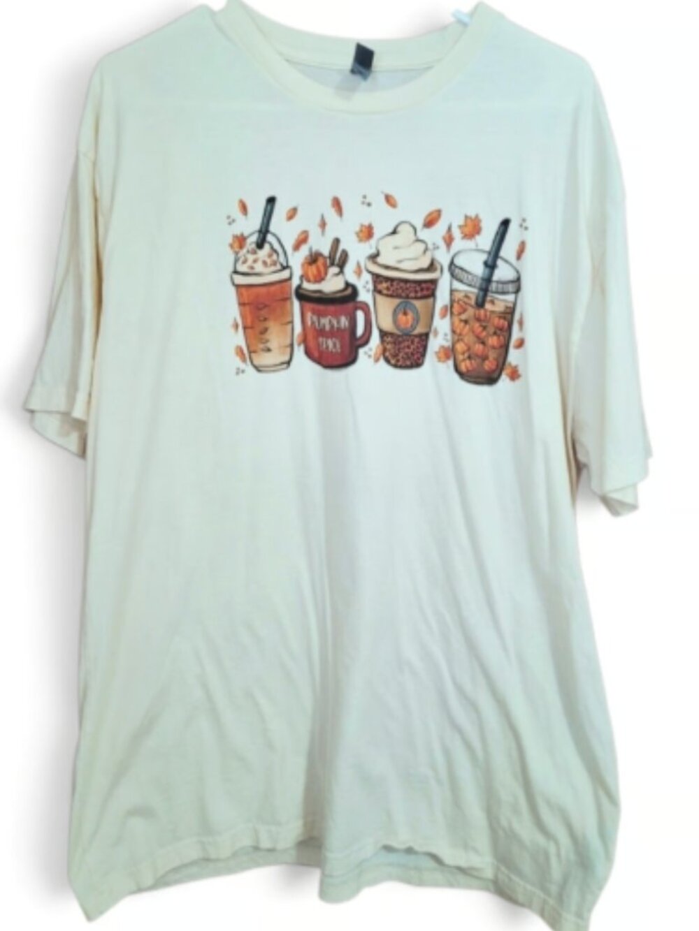 Women's Fall Pumpkin Spice Coffe Plus Size Graphic Tee~2XL